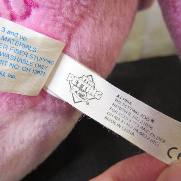 The Petting Zoo Pink Dolphin Plush Toy 17" Heart Gem Sea World 1994 Vintage - Picture 5 of 12